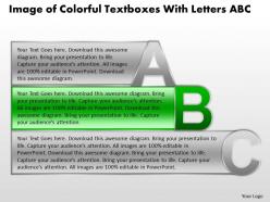 Business powerpoint templates image of colorful textboxes with letters abc sales ppt slides