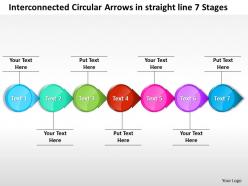 Business powerpoint templates interconnected circular arrows straight line 7 stages sales ppt slides
