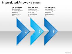 Business powerpoint templates interrelated arrows three stages sales ppt slides