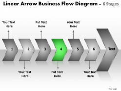 Business powerpoint templates linear arrow flow diagram sales ppt slides 6 stages