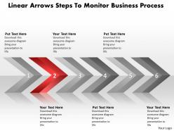 Business powerpoint templates linear arrows steps to monitor busniess process sales ppt slides