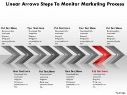 Business powerpoint templates linear arrows steps to monitor marketing process sales ppt slides