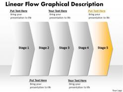 Business powerpoint templates linear flow graphical description sales ppt slides 5 stages