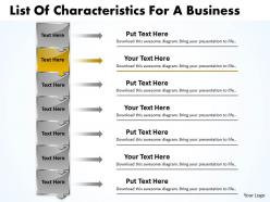 Business powerpoint templates list of characteristics for process sales ppt slides 7 stages
