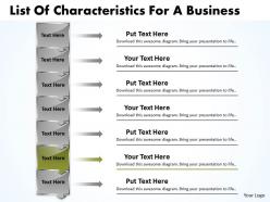 Business powerpoint templates list of characteristics for process sales ppt slides 7 stages