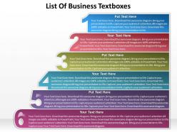 Business powerpoint templates list of textboxes sales ppt slides