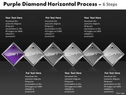 Business powerpoint templates purple diamond horizontal process 6 steps sales ppt slides