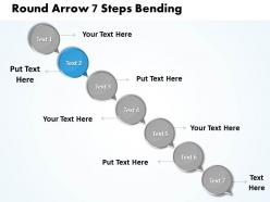 Business powerpoint templates round arrow 7 steps bending sales ppt slides