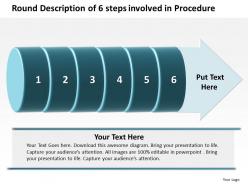 Business powerpoint templates round description of 6 steps involved procedure sales ppt slides