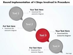 Business powerpoint templates round implementation of 4 steps involved procedure sales ppt slides