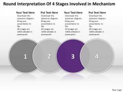 Business powerpoint templates round interpretation of 4 stages involved mechanism sales ppt slides