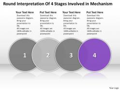 Business powerpoint templates round interpretation of 4 stages involved mechanism sales ppt slides