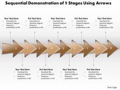 Business powerpoint templates sequential demonstration of 9 stages using arrows sales ppt slides