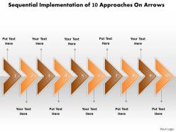 Business powerpoint templates sequential implementation of 10 approaches arrows sales ppt slides