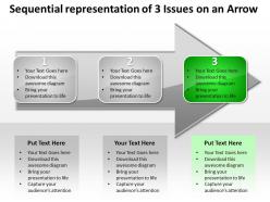 Business powerpoint templates sequential representation of 3 issues an arrow sales ppt slides