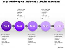 Business PowerPoint Templates sequential way of displaying 5 circular text boxes Sales PPT Slides