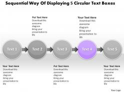 Business powerpoint templates sequential way of displaying 5 circular text boxes sales ppt slides