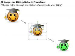 Business powerpoint templates smiley emoticon with graduation degree and cap sales ppt slides