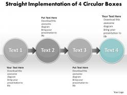 Business powerpoint templates straight implementation of 4 circular boxes sales ppt slides