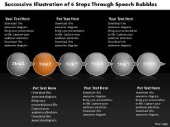 Business powerpoint templates successive illustration of 6 steps through speech bubbles sales ppt slides