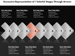 Business powerpoint templates successive representation of 7 colorful stages through arrows sales ppt slides