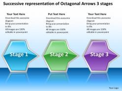 Business powerpoint templates successive representation of octagonal arrows 3 stages sales ppt slides