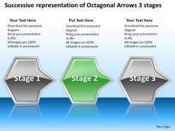 Business powerpoint templates successive representation of octagonal arrows 3 stages sales ppt slides