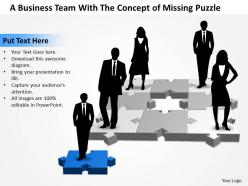 Business powerpoint templates team with the concept of missing puzzle sales ppt slides
