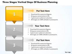 Business powerpoint templates three stages vertical steps of planning sales ppt slides