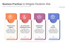 Business practices to mitigate pandemic risk