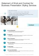 Business Presentation Styling For Statement Of Work And Contract One Pager Sample Example Document