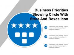 Business priorities showing circle with stars and boxes icon