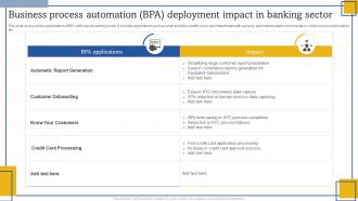 Business Process Automation BPA Deployment Impact In Banking Sector