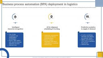 Business Process Automation BPA Deployment In Logistics