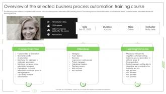 Business Process Automation Overview Of The Selected Business Process Automation Training Course