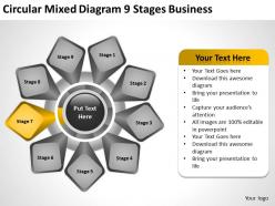 Business process diagram example circular mixed 9 stages powerpoint templates 0515