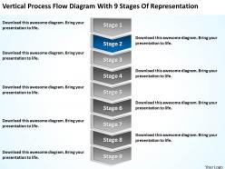 Business process diagram flow with 9 stages of representation powerpoint slides