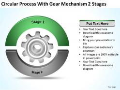 Business process diagram symbols circular with gear mechanism 2 stages powerpoint slides