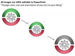 Business process diagram symbols circular with gear mechanism 2 stages powerpoint slides