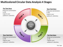 Business process diagram visio multicolored circular data analysis 4 stages powerpoint slides