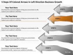 Business process diagrams of colored arrows left direction growth powerpoint templates