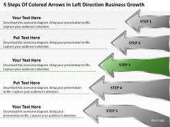 Business process diagrams of colored arrows left direction growth powerpoint templates