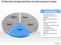 Business process diagrams of segmented chart for data comparison 5 stages powerpoint slides