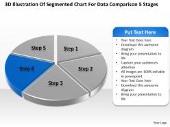 Business process diagrams of segmented chart for data comparison 5 stages powerpoint slides