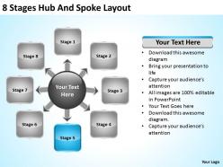Business process flow 8 stages hub and spoke layout powerpoint templates