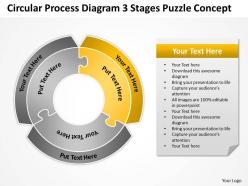 Business Process Flow Chart Circular Diagram 3 Stages Puzzle Concept Powerpoint Templates