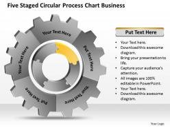 Business process flow chart example five staged circular powerpoint slides