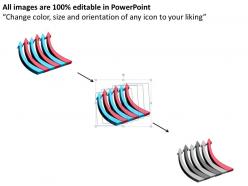 Business process flow diagram 3d arrows pointing upwards target activity powerpoint slides