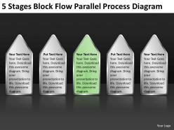 Business process flow diagram 5 stages block parallel powerpoint templates