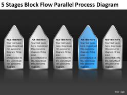 Business process flow diagram 5 stages block parallel powerpoint templates
